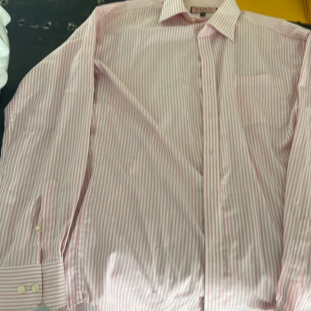 Pink stripe men’s fitted shirt. 17 1/2 36 37 sleeve.